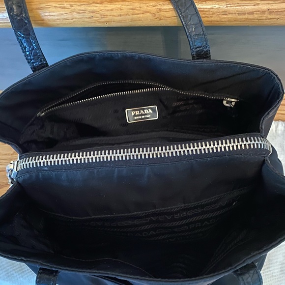 Prada Nero nylon and croc-finish leather satchel - Picture 11 of 12